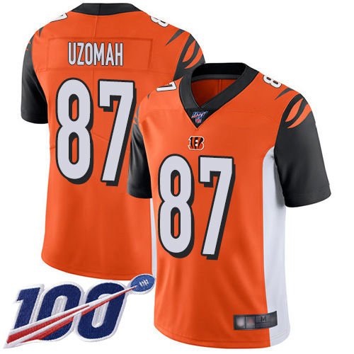 Cincinnati Bengals Limited Orange Men C J Uzomah Alternate Jersey NFL Footballl 87 100th Season Vapor Untouchable